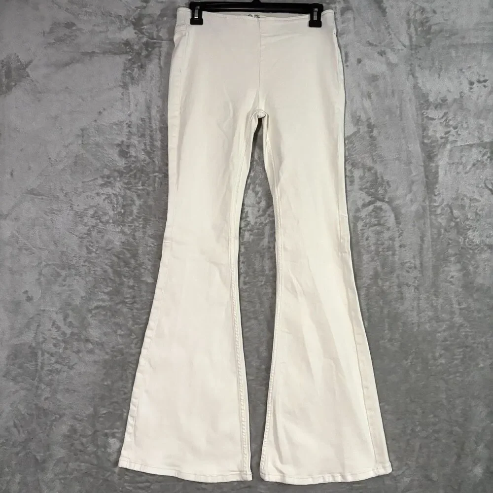 We The Free Free People Flare Jeans Women 27 Cream White Bell Bottoms Y2K Hippie